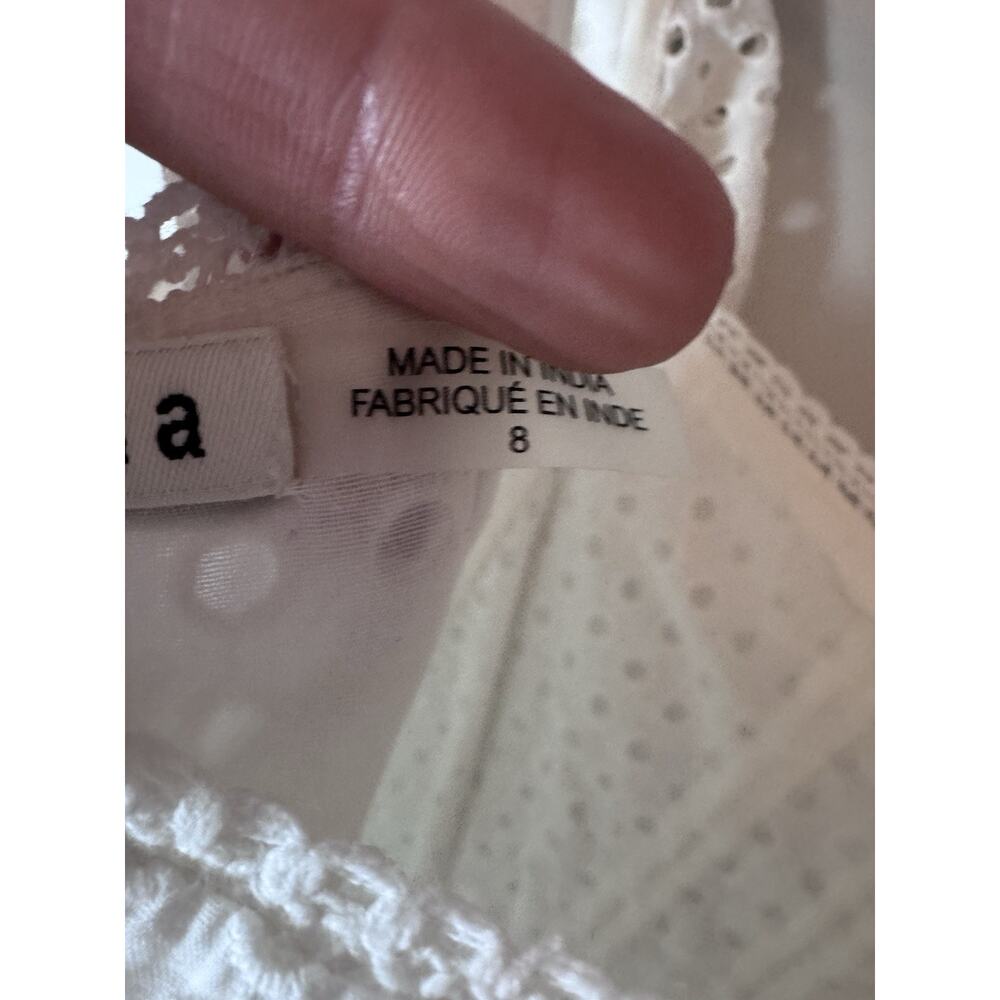 Alice & Olivia White Eyelet Mini Dress Lined Sz 8 - Picture 6 of 9